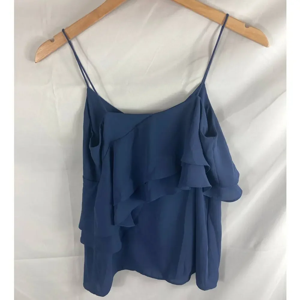 J Crew Ruffle drape Sleeveless top in Shadow Blue 00